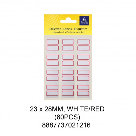 MAYSPIES MS-FLAG WITH PERFORATION COLOUR LABEL / 5 SHEETS/PKT / 60PCS / 23X28MM WHITE/RED